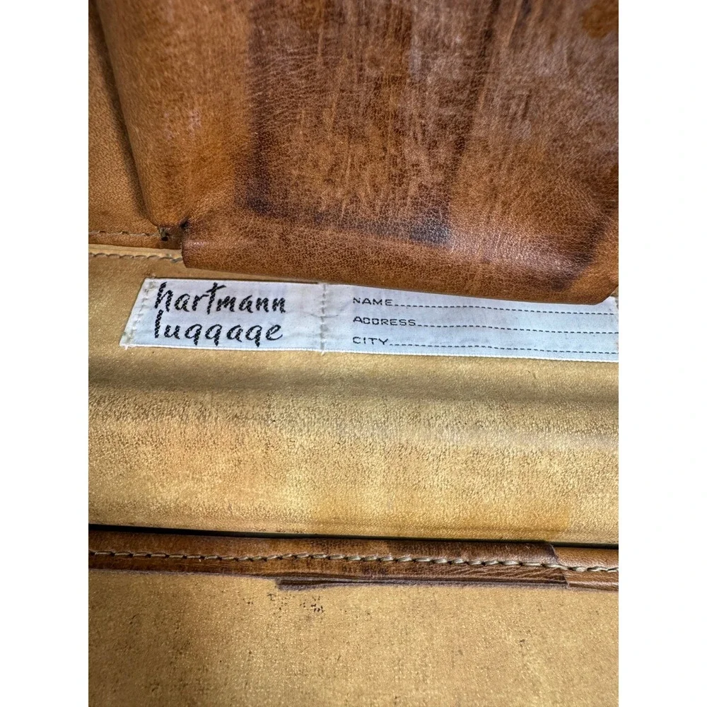 Hartmann Luggage Vintage Tan Belting Leather Briefcase Attache Brass Lock Case